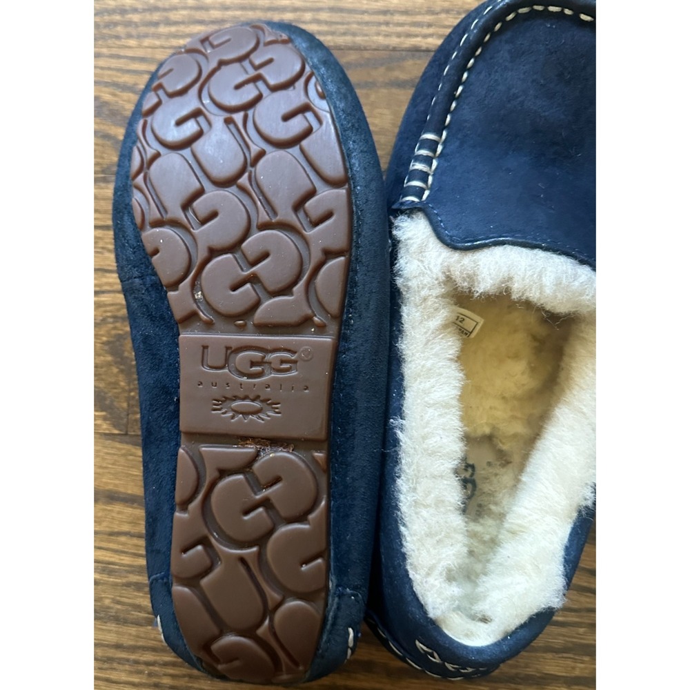 UGG Australia Slippers Navy Blue Suede Shearling Moccasin 3312 Womens Size 6 - Picture 6 of 11